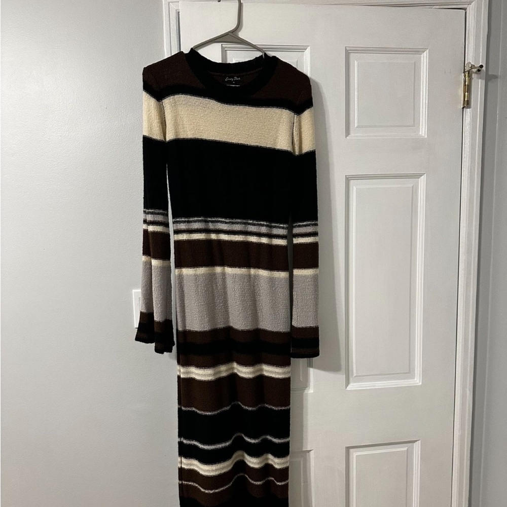 Striped Long Sleeve Knit Dress